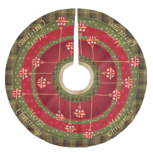 Extravagante grüne karierte und rote polyester weihnachtsbaumdecke