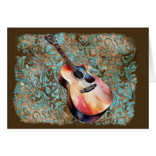 Extravagante Grußkarte für Wasserfarbgitarre
