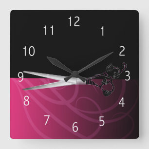 Extravagante Haarsalonuhr Quadratische Wanduhr