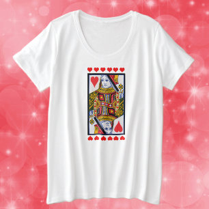 Extravagante Herzkönigin auf Karte Rotes Herz spie Große Größe T-Shirt
