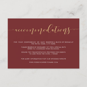 Extravagante Hochzeitskarten für Burgund & Gold Begleitkarte