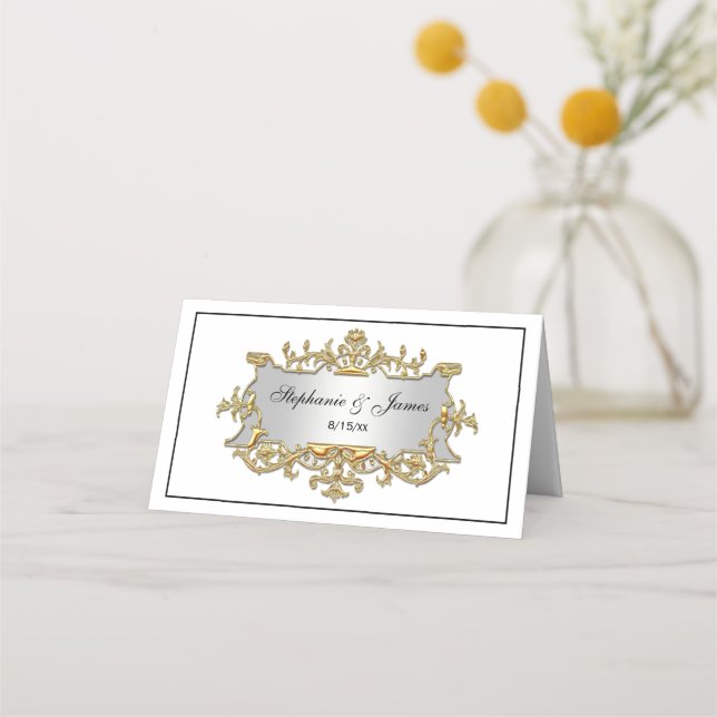 Extravagante Imitate Gold Filigree Rahmen Escort P Platzkarte (Vorderseite)