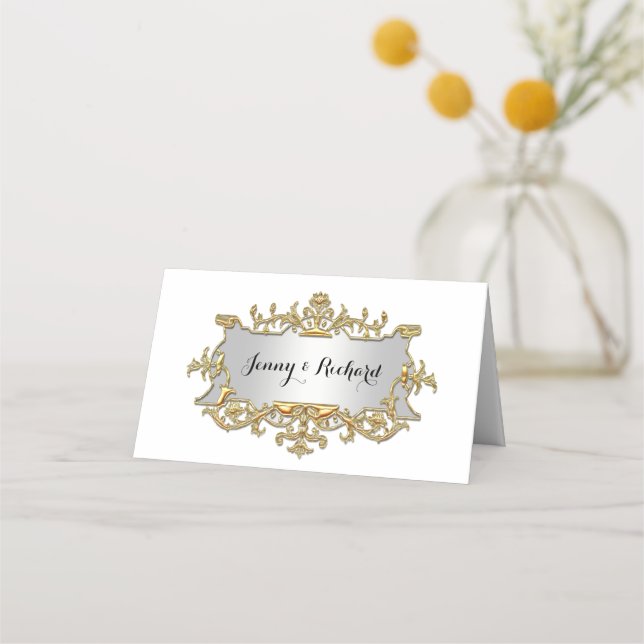 Extravagante Imitate Gold FiligreeLook Escort Plat Platzkarte (Vorderseite)