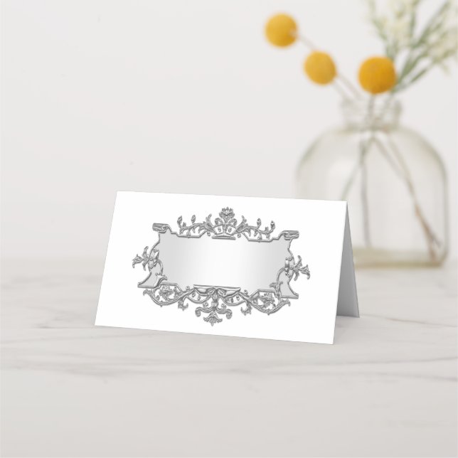 Extravagante Imitate Silver Filigree Look Escort P Platzkarte (Vorderseite)