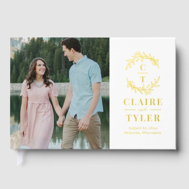 Extravagante Initials Foil Wedding Gästebuch (Vorderseite)