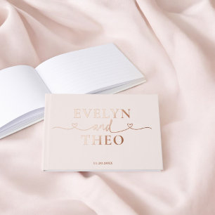 Extravagante Kalligrafie - Rosa Herz Gästebuch