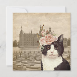 Extravagante Katze & Burg Grußkarte