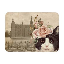 Extravagante Katze & Burg Magnet
