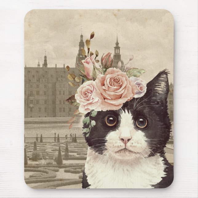 Extravagante Katze & Burg Mousepad (Vorne)