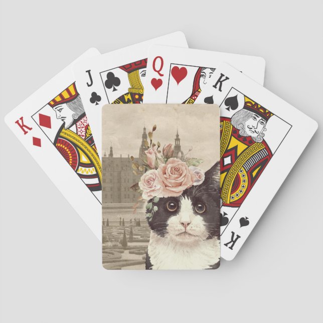 Extravagante Katze & Burg Spielkarten (Rückseite)