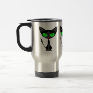 Extravagante katzenartige schwarze reisebecher
