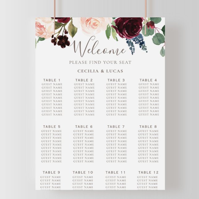 Extravagante Klassische Blume Hochzeitssattelkarte Poster (Von Creator hochgeladen)