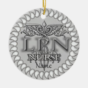 Extravagante Krankenschwester Caduceus LPN Keramik Ornament