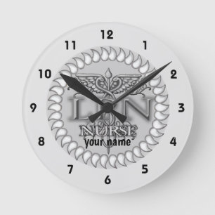 Extravagante Krankenschwester Caduceus LPN Runde Wanduhr