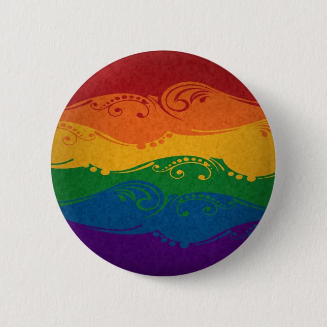 Extravagante LGBTQ-Fahne mit geschwungenen und wir Button (Vorderseite)