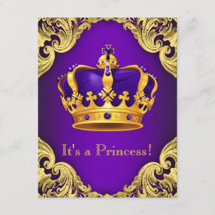 Extravagante lila Dusche Goldprinzessin-Baby Einladung