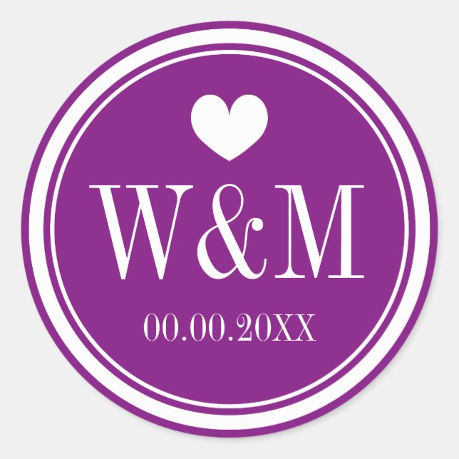 Extravagante lila Hochzeitsticker Runder Aufkleber (Vorderseite)