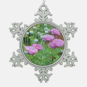 Extravagante lila Mohnschmuck Schneeflocken Zinn-Ornament