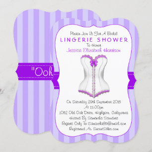 Extravagante Lila und weiße Corset Lingerie Dusche Einladung