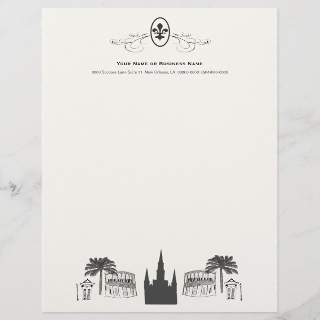Extravagante Lilien-New- Orleansszene Briefbogen (Vorderseite)