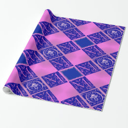 Extravagante Mama in blauem und Lila Umschlagpapie Geschenkpapier