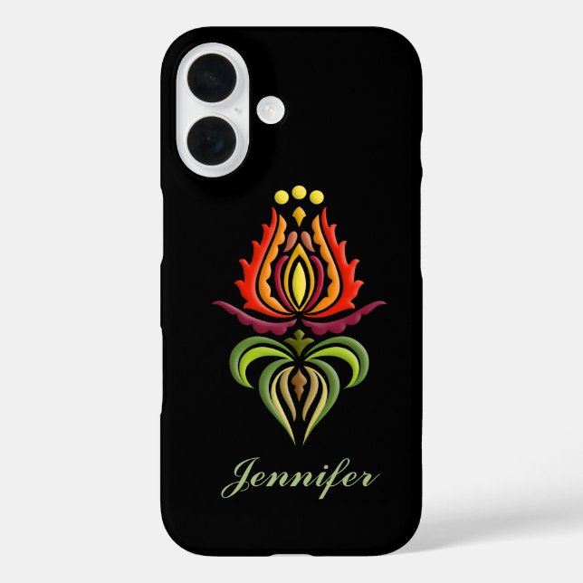 Extravagante Mantle Stickerei - Ungarische Volksku iPhone 16 Hülle (Rückseite)