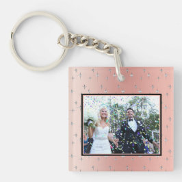 Extravagante moderne Paare Foto Rosa Silber Diaman Schlüsselanhänger