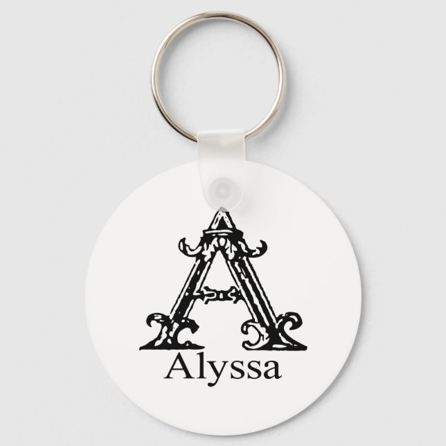 Extravagante Monogramm: Alyssa Schlüsselanhänger (Vorderseite)