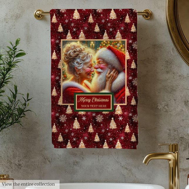 Extravagante Mr. and Mrs Claus Christmas Guest Tow Badhandtuch Set (Fancy Mr. and Mrs. Claus Christmas Guest Towel)