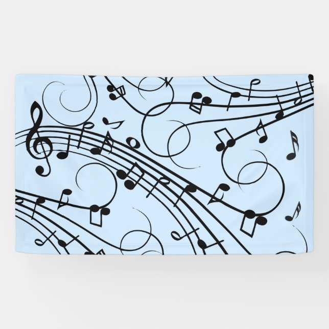 Extravagante Musiknoten Blau Banner (Horizontal)
