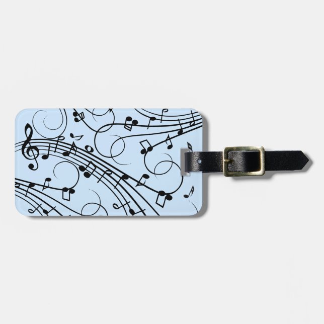 Extravagante Musiknoten Blau Gepäckanhänger (Vorderseite horizontal)