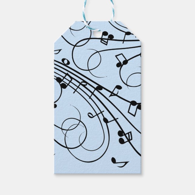 Extravagante Musiknoten Blau Geschenkanhänger (Vorderseite)