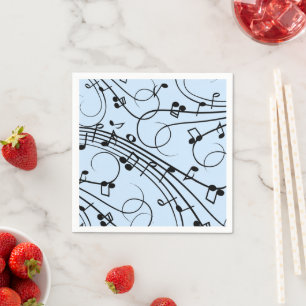 Extravagante Musiknoten Blau Serviette