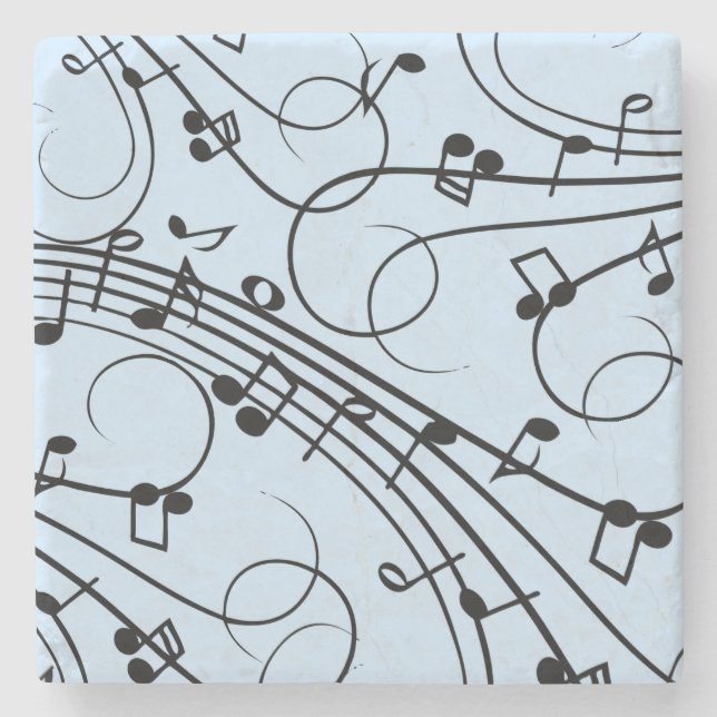 Extravagante Musiknoten Blau Steinuntersetzer (Vorderseite)