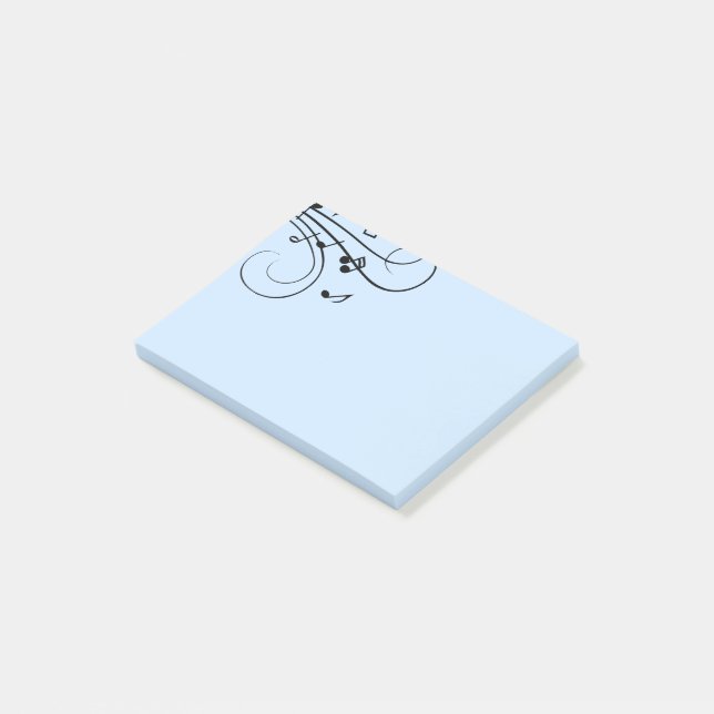 Extravagante Musiknoten - Blue Post-It-Notes Post-it Klebezettel (angewinkelt)