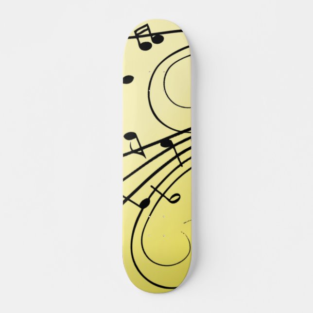 Extravagante Musiknoten gelb Skateboard (Vorne)