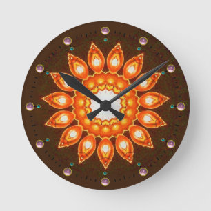EXTRAVAGANTE ORANGE BLUME RUNDE WANDUHR
