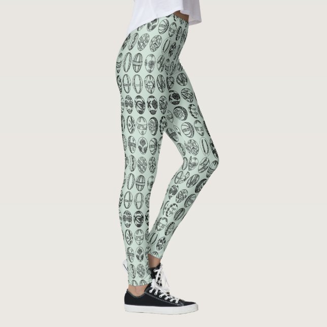 Extravagante Ostereier Muster leuchten grün Leggings (Rechts)
