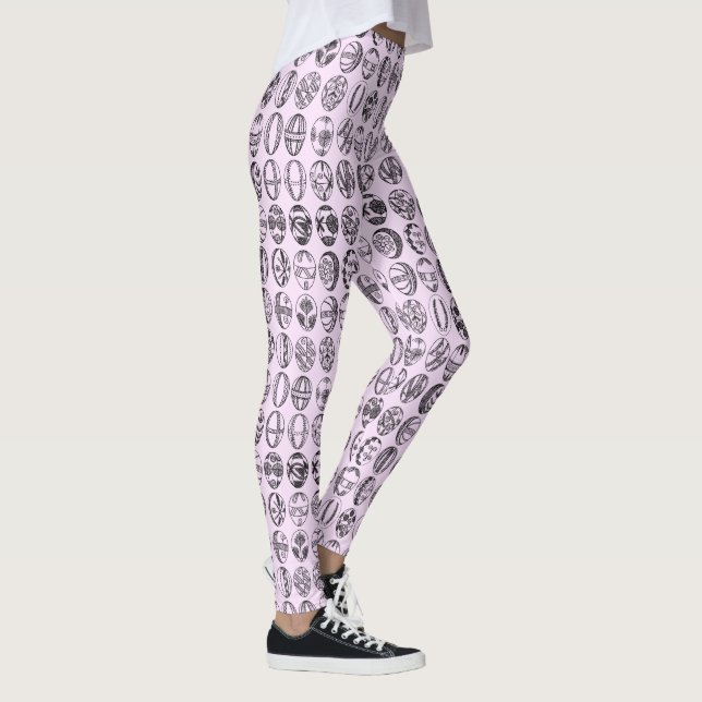 Extravagante Ostereier Muster rosa Leggings (Rechts)