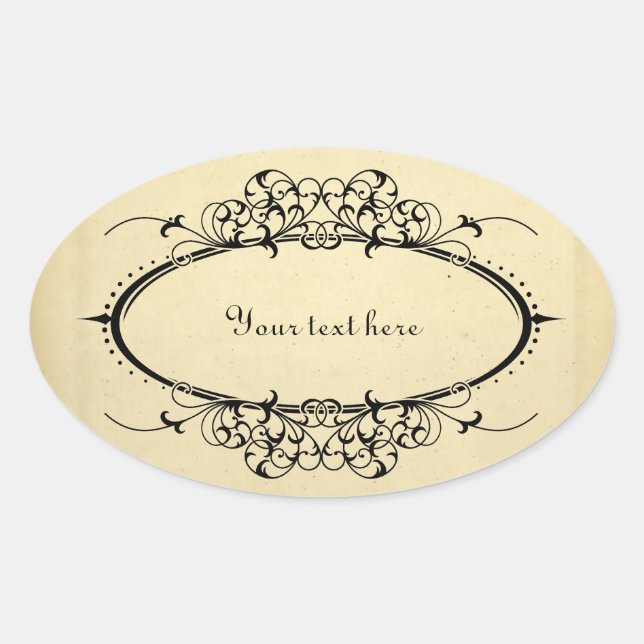 Extravagante Oval Vintage Rahmen individuell anpas Ovaler Aufkleber (Vorderseite)