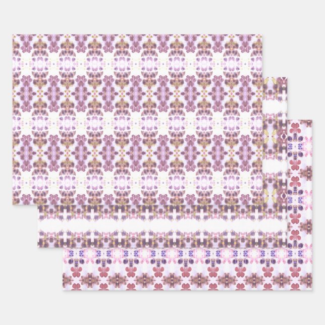 Extravagante Papierhandschuhe aus rosa und Mauve Geschenkpapier Set (Set)