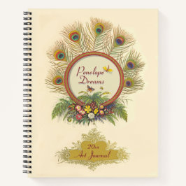 Extravagante Pfauenfedern Flora und Fauna Notizbuch