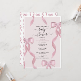 Extravagante Pink Bow Thema Girly Baby Dusche Einladung