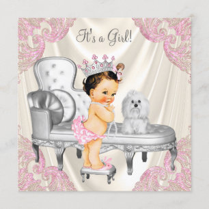 Extravagante Princess Baby Dusche Elfenbeinrosa St Einladung