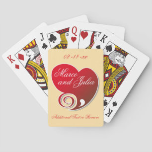 Extravagante Red Heart Wedding Spielkarten