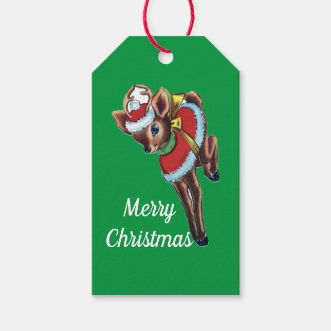 Extravagante Rentier-Geschenkmarke Geschenkanhänger (Vorderseite)