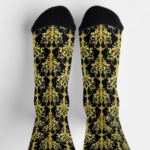 Extravagante Retro-Stilsocken aus Schwarz und Gold Socken