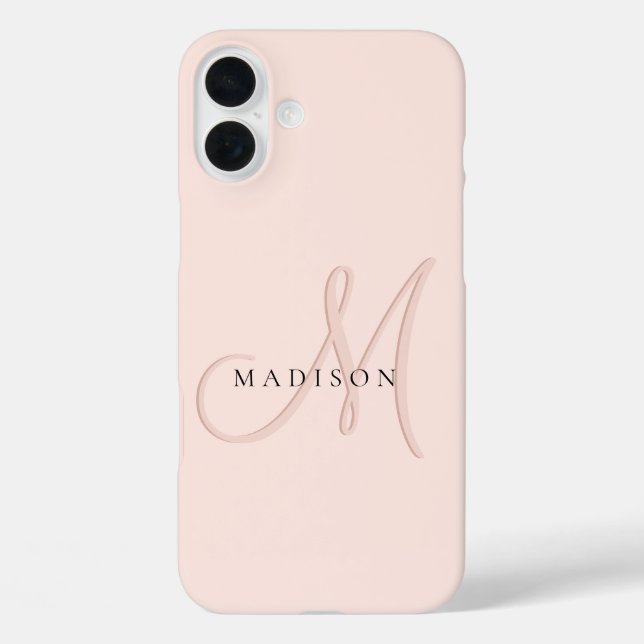 Extravagante Rosa-Monogramm-Schrift iPhone 16 Plus Hülle (Rückseite)