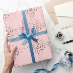 Extravagante, rosafarbene LIEBE Moderne Kalligraph Geschenkpapier