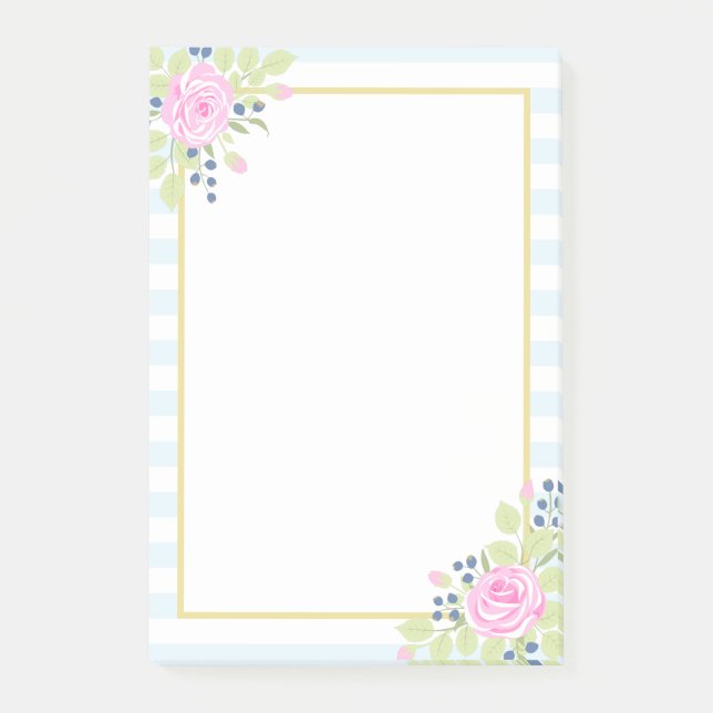 Extravagante Rose Blueberry Blue Streifen Post-it® Post-it Klebezettel (Vorderseite)
